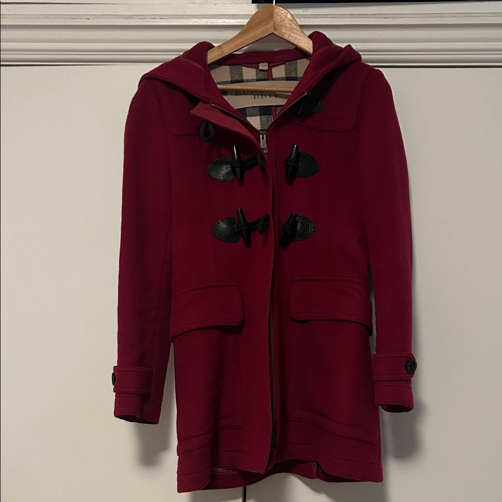 Burberry Burgandy Pea Coat
